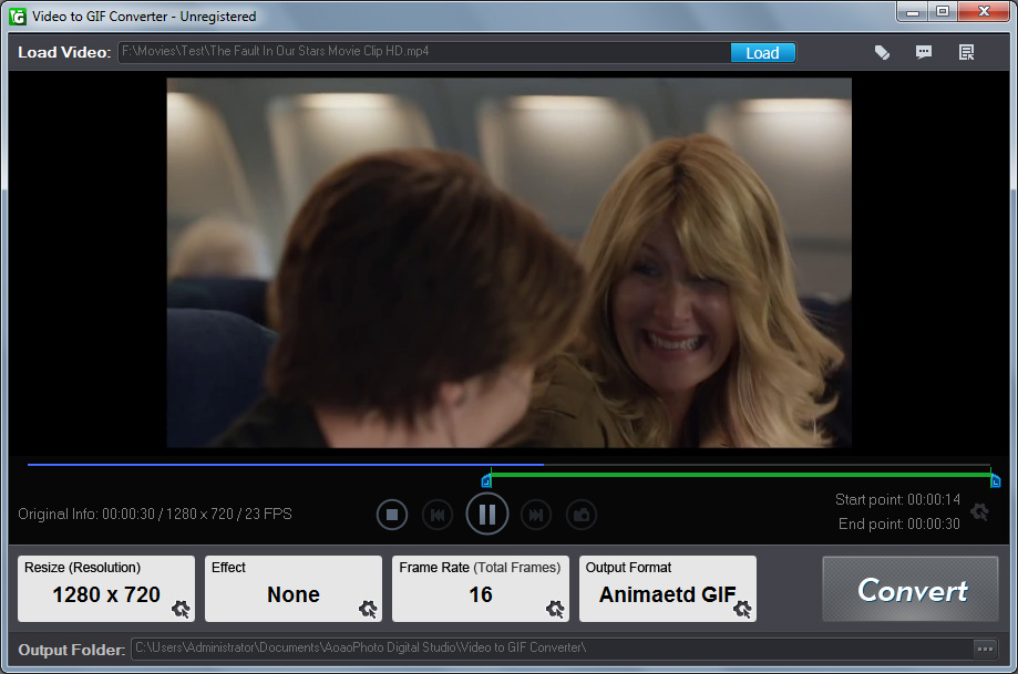 main window of video to gif software