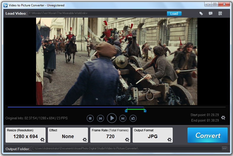 main window interface of video to picture converter